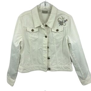 Field Gear Women’s PM White Embroidered Button Down Floral Jacket
